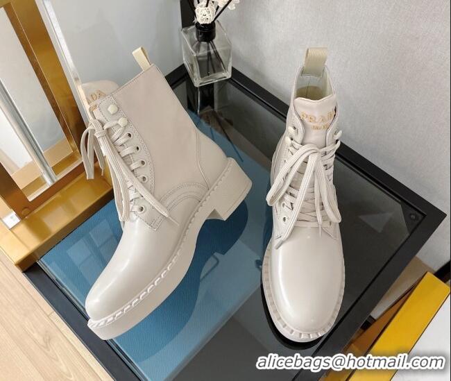 Purchase Prada Brushed Leather and Re-Nylon Boots White 081335