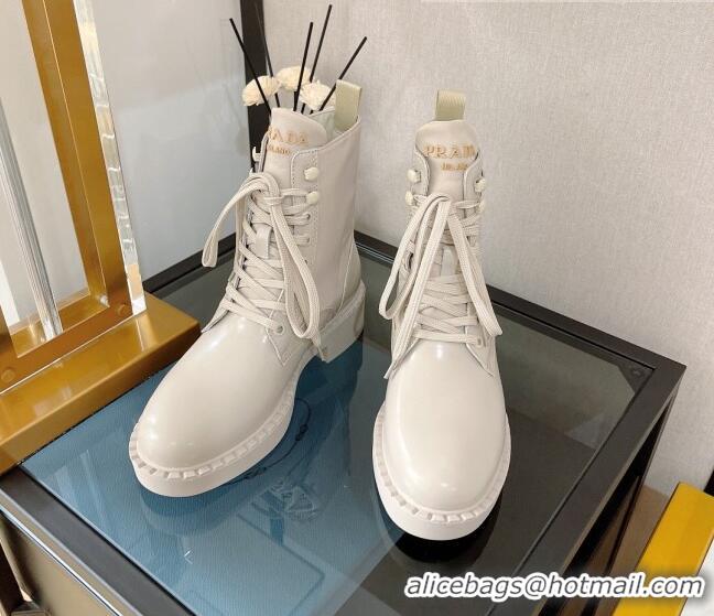 Purchase Prada Brushed Leather and Re-Nylon Boots White 081335