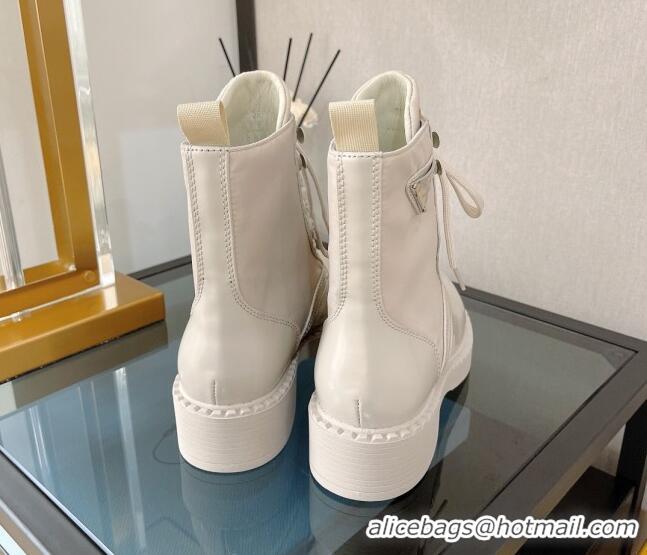 Purchase Prada Brushed Leather and Re-Nylon Boots White 081335