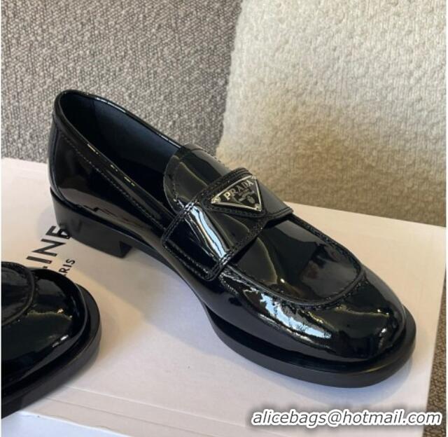 Grade Quality Prada Patent Leather Loafers Black 0822051