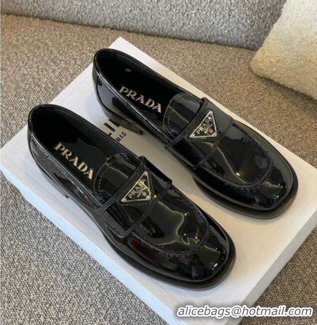 Grade Quality Prada Patent Leather Loafers Black 0822051