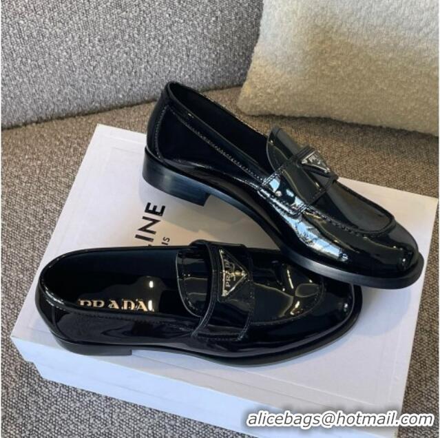 Grade Quality Prada Patent Leather Loafers Black 0822051