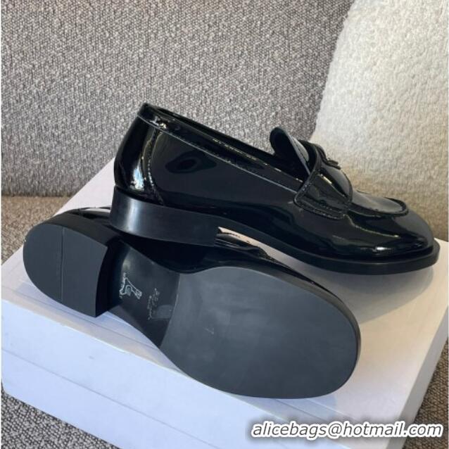 Grade Quality Prada Patent Leather Loafers Black 0822051