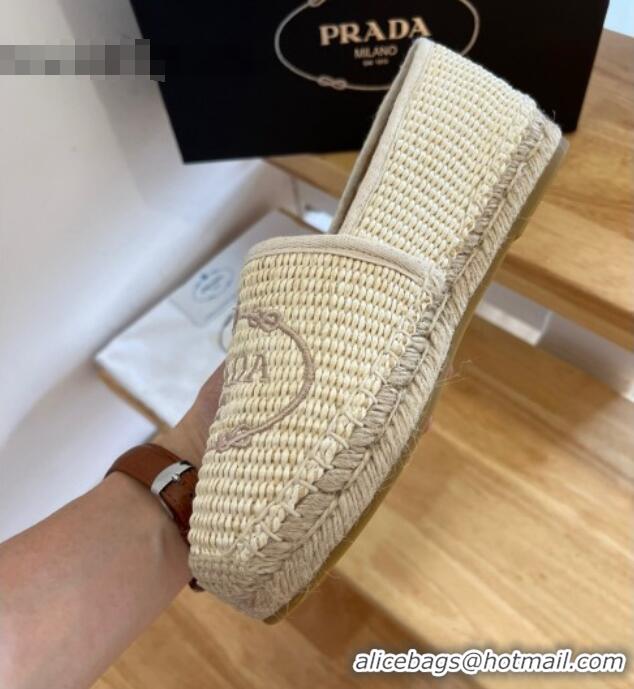 Best Grade Prada Straw Espadrilles Beige 082677