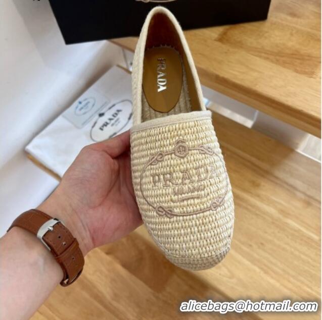 Best Grade Prada Straw Espadrilles Beige 082677