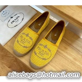 Pretty Style Prada Straw Espadrilles Yellow 082678