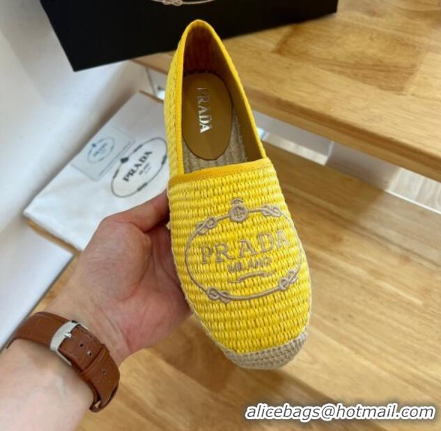 Pretty Style Prada Straw Espadrilles Yellow 082678