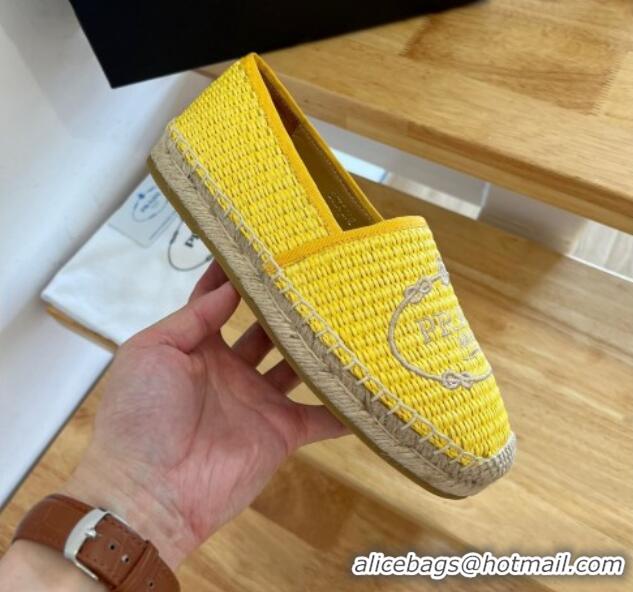 Pretty Style Prada Straw Espadrilles Yellow 082678