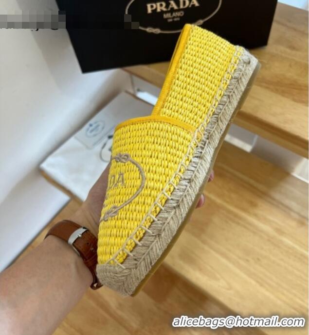 Pretty Style Prada Straw Espadrilles Yellow 082678