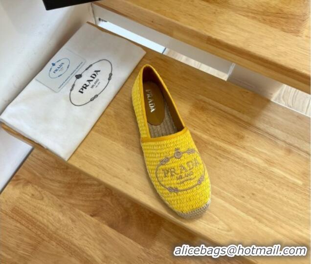 Pretty Style Prada Straw Espadrilles Yellow 082678