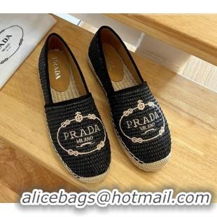 Best Price Prada Straw Espadrilles Black 082680