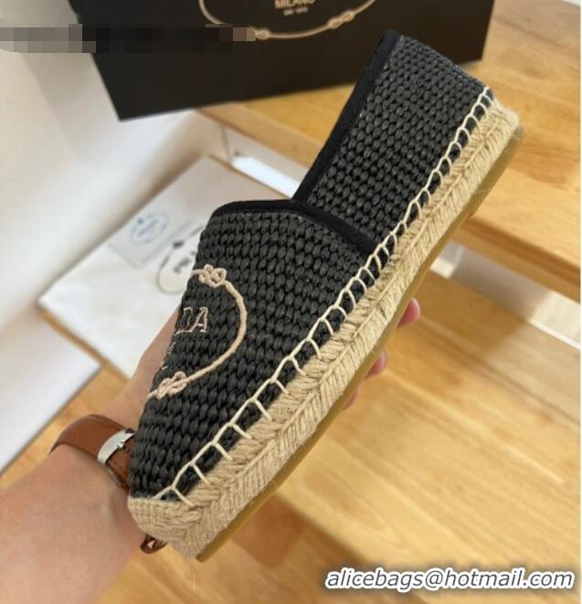 Best Price Prada Straw Espadrilles Black 082680