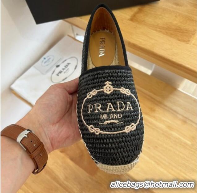 Best Price Prada Straw Espadrilles Black 082680