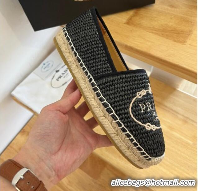 Best Price Prada Straw Espadrilles Black 082680