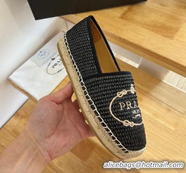 Best Price Prada Straw Espadrilles Black 082680