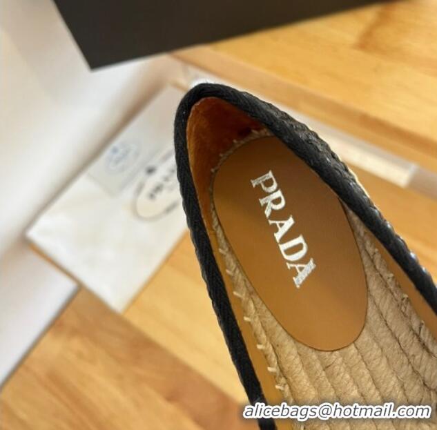 Best Price Prada Straw Espadrilles Black 082680