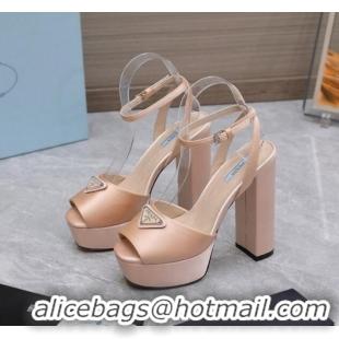 Purchase Prada Silk High Heel Platform Sandals 13cm Nude 0909117