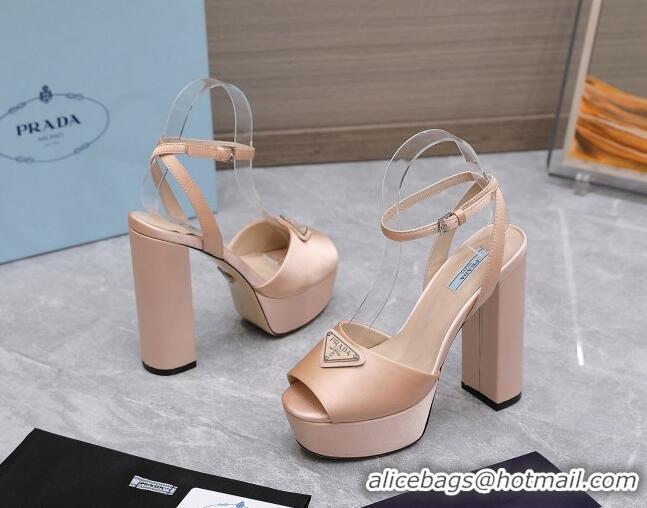 Purchase Prada Silk High Heel Platform Sandals 13cm Nude 0909117