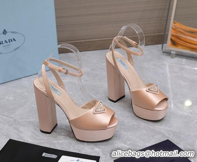 Purchase Prada Silk High Heel Platform Sandals 13cm Nude 0909117