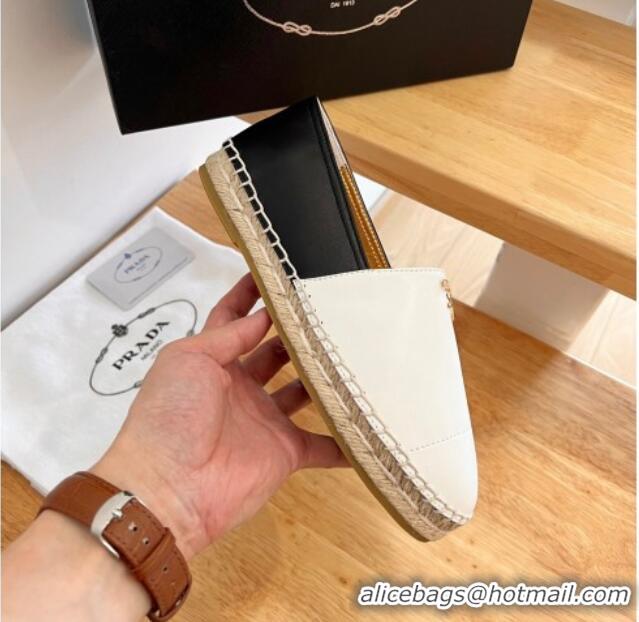 Durable Prada Nappa Lambskin Espadrilles Black/White 101101