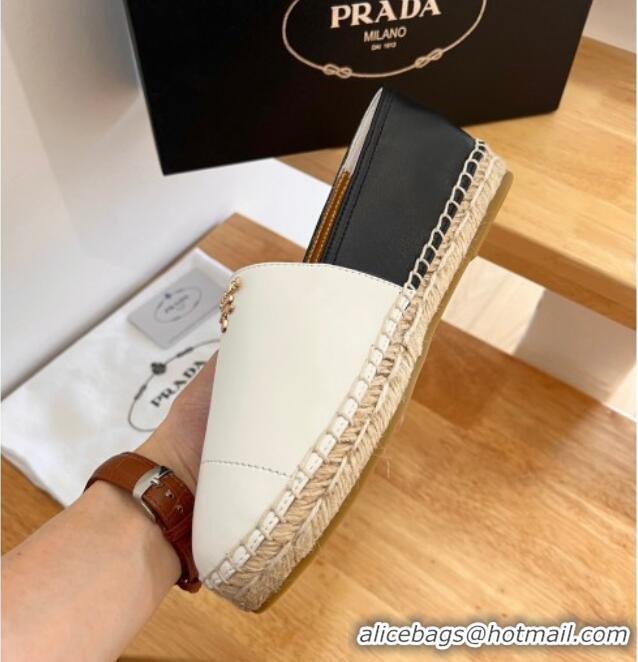 Durable Prada Nappa Lambskin Espadrilles Black/White 101101