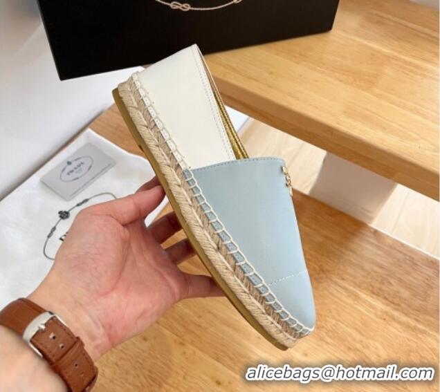 Shop Duplicate Prada Nappa Lambskin Espadrilles Blue/White 101102