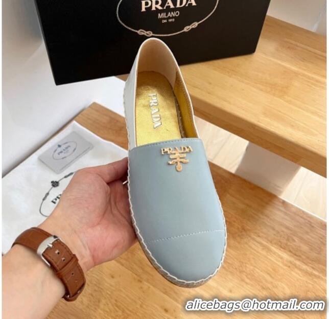 Shop Duplicate Prada Nappa Lambskin Espadrilles Blue/White 101102