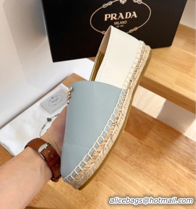 Shop Duplicate Prada Nappa Lambskin Espadrilles Blue/White 101102