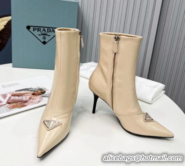 1:1 aaaaa Prada Brushed Leather Ankle Boots 8.5cm Apricot 101104