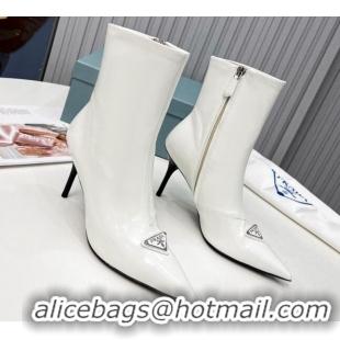 Good Quality Prada Brushed Leather Ankle Boots 8.5cm 101104 White