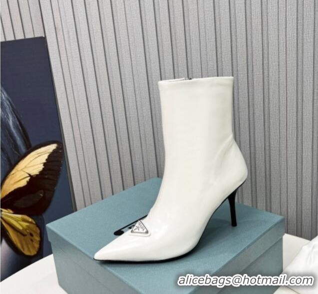 Good Quality Prada Brushed Leather Ankle Boots 8.5cm 101104 White