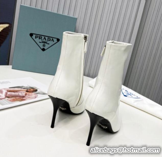 Good Quality Prada Brushed Leather Ankle Boots 8.5cm 101104 White