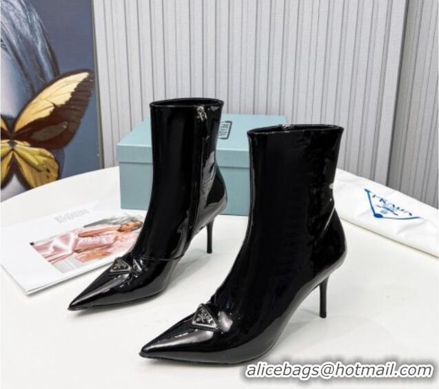 Best Product Prada Patent Leather Ankle Boots 8.5cm Black 2101107