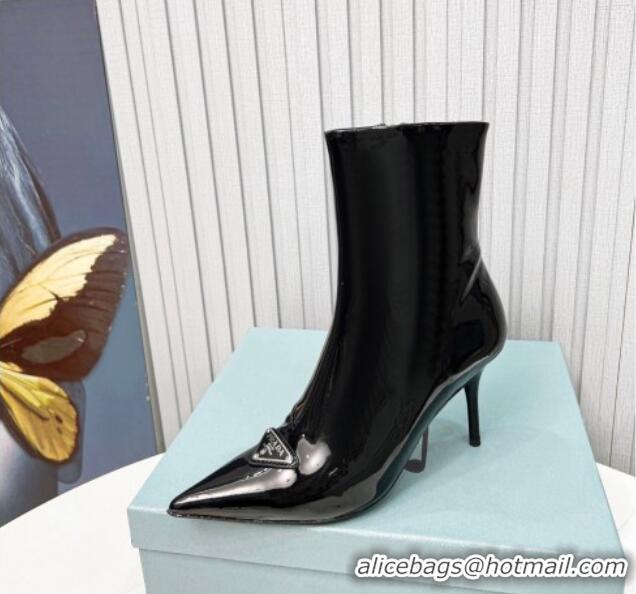 Best Product Prada Patent Leather Ankle Boots 8.5cm Black 2101107