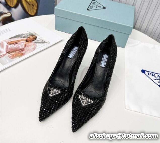 Unique Style Prada Crystal High Heel Pumps 8.5cm Black 101111