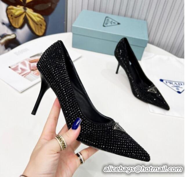 Unique Style Prada Crystal High Heel Pumps 8.5cm Black 101111