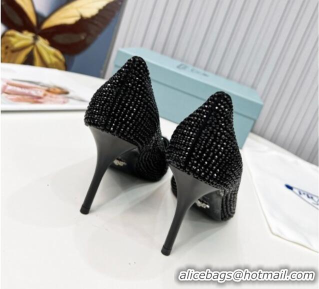 Unique Style Prada Crystal High Heel Pumps 8.5cm Black 101111