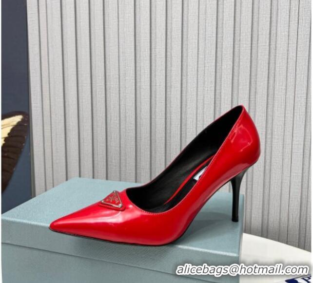 Stylish Prada Brushed Leather High Heel Pumps 8.5cm Red 101115