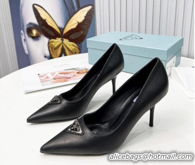 Sumptuous Prada Calfskin High Heel Pumps 8.5cm Black 101118