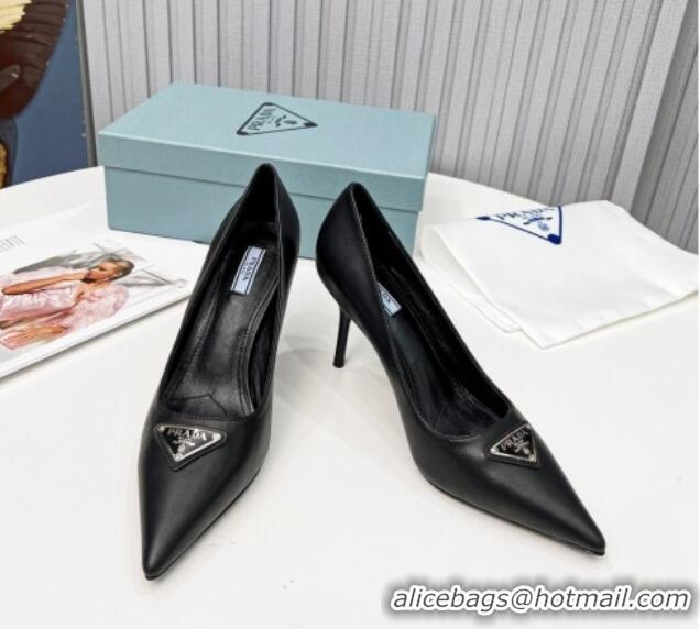 Sumptuous Prada Calfskin High Heel Pumps 8.5cm Black 101118