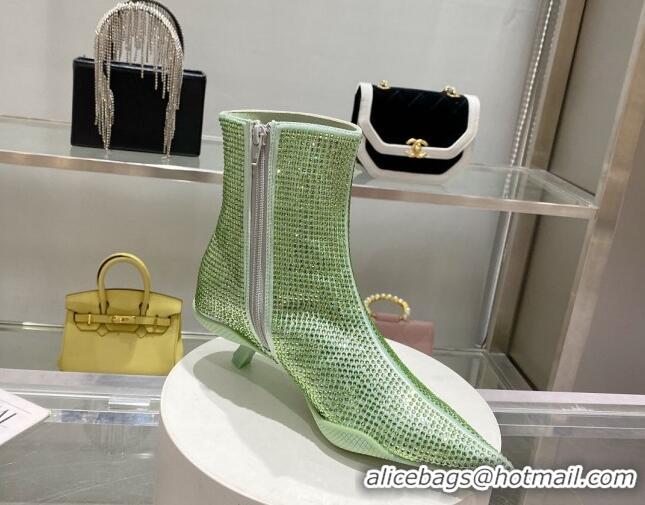 Luxury Prada Crystal Ankle Boots 3.5cm Green 1102101