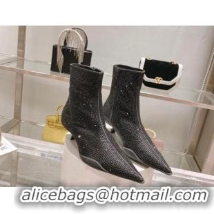 Luxury Prada Crystal Ankle Boots 3.5cm Black 102104