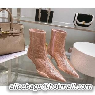 Super Quality Prada Crystal Ankle Boots 3.5cm Pink 102105