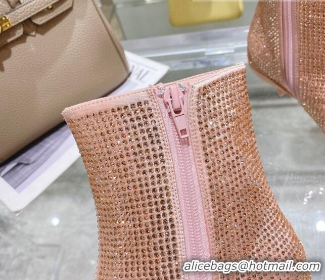 Super Quality Prada Crystal Ankle Boots 3.5cm Pink 102105