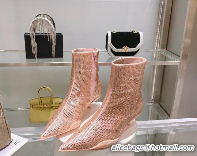 Super Quality Prada Crystal Ankle Boots 3.5cm Pink 102105