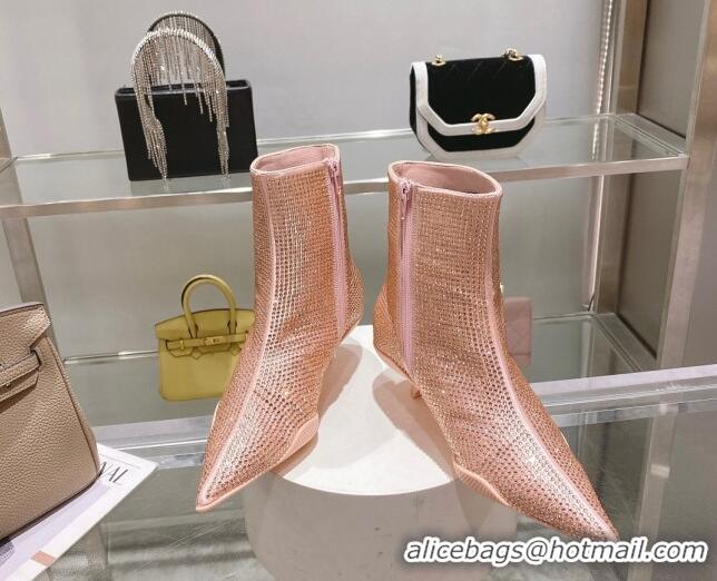 Super Quality Prada Crystal Ankle Boots 3.5cm Pink 102105