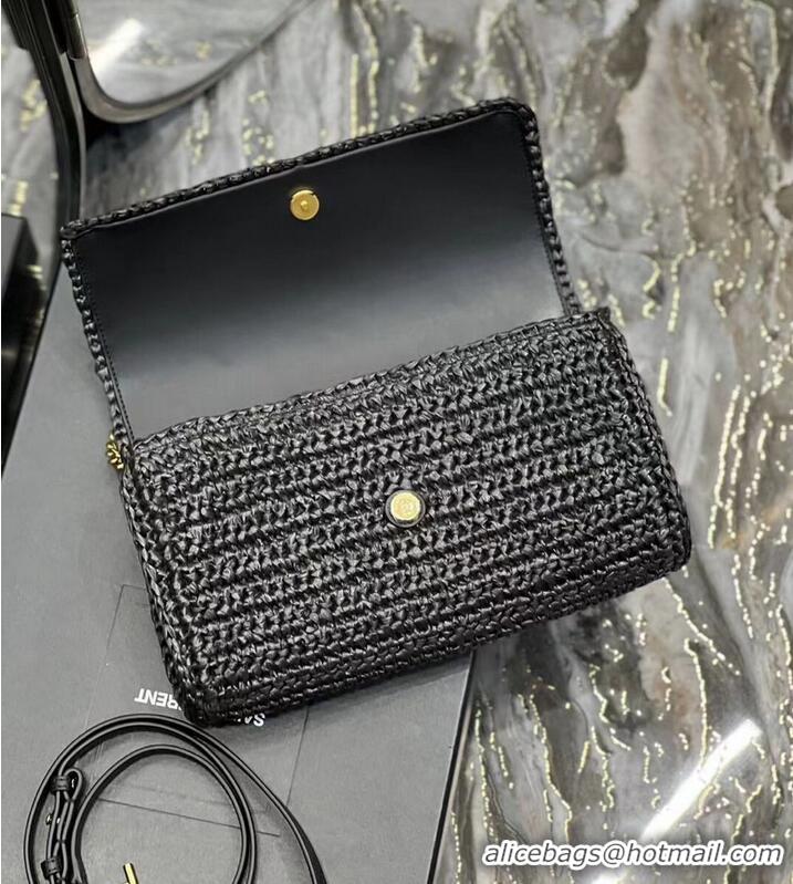 Promotional SAINT LAUREN KATE 99 CHAIN BAG WITH TASSEL IN RAFFIA Y664276 black