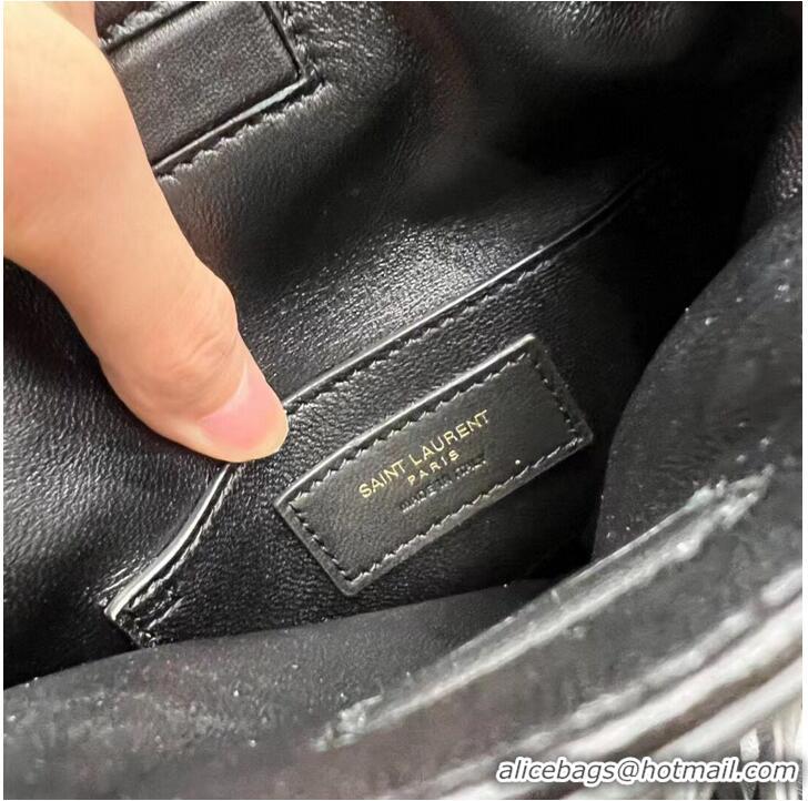 Good Quality SAINT LAURENT SMALL CHAIN BAG IN SMOOTH LEATHER WITH FRINGES 683378 BLACK