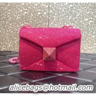 Super Quality VALENTINO ONE STUD Small Rhinestone Embroidery shoulder bag 1W0B0L PINK