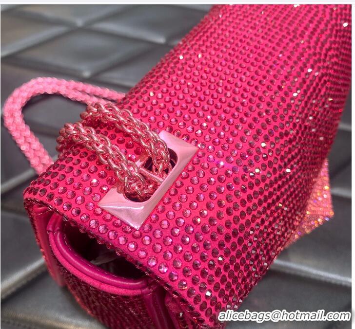 Super Quality VALENTINO ONE STUD Small Rhinestone Embroidery shoulder bag 1W0B0L PINK